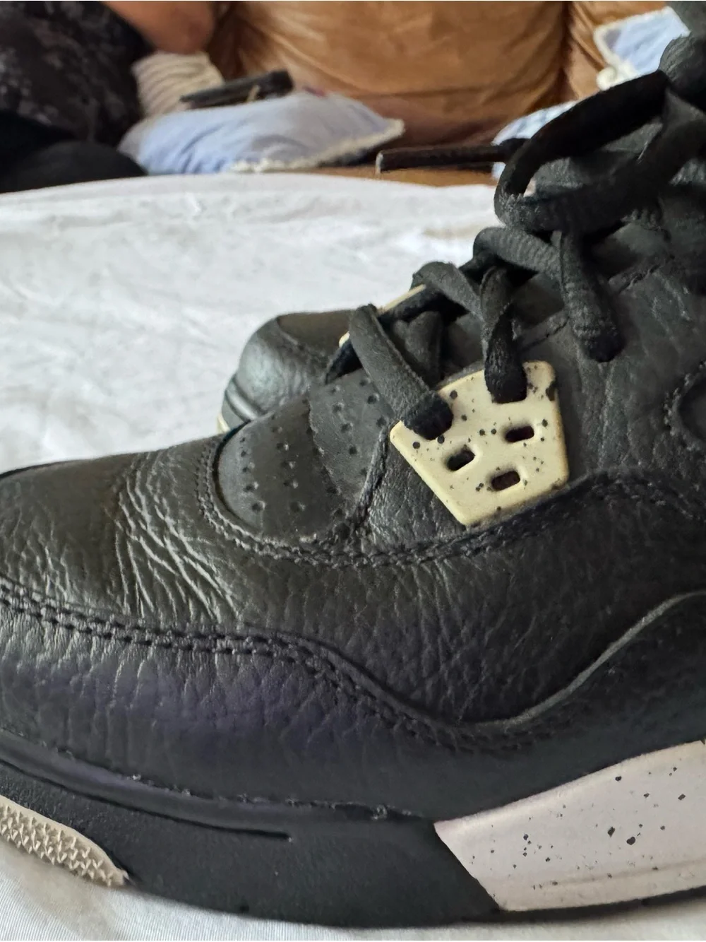 Jordan Men's Youth Black Leather High-Top Sneakers with White Jumpman